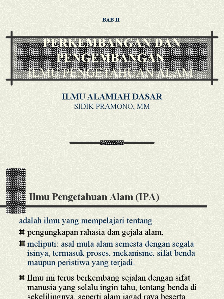 Bab 2 - Perkembangan Dan Pengembangan Ilmu Pengetahuan Alam | PDF ...