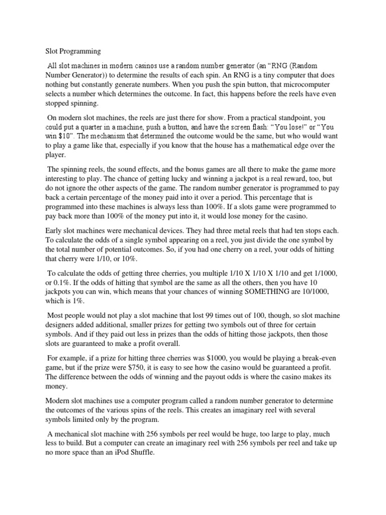 Slot Programming PDF Slot Machine Gambling