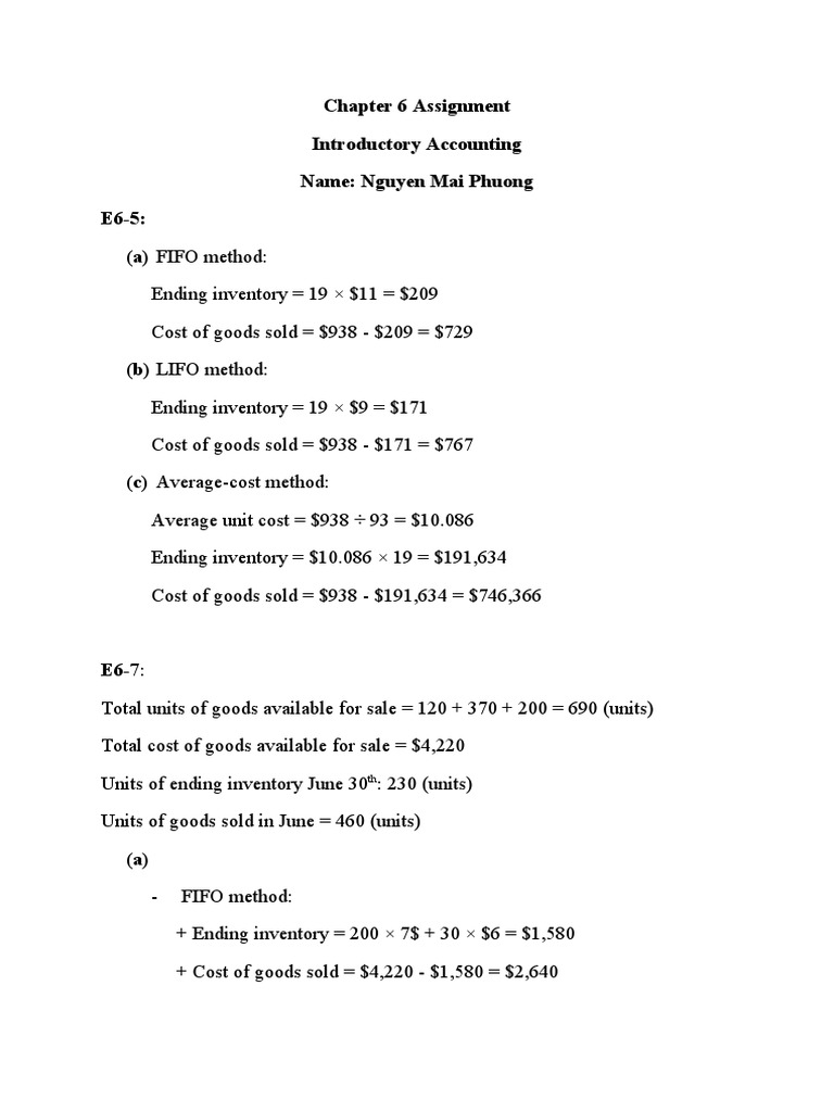 Accounting Inventory Methods Analysis | PDF | Cost Of Goods Sold ...