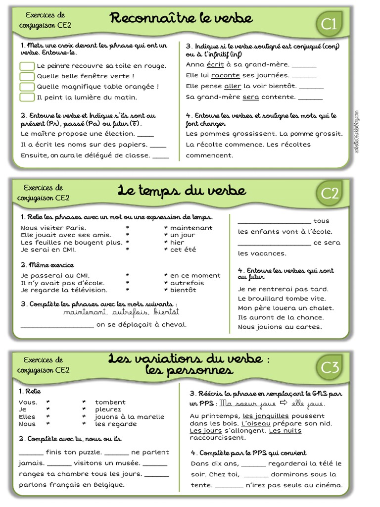 Exercice De Conjugaison Tous Les Temps Exercices de Conjugaison CE2 S | PDF | Verbe | Morphologie