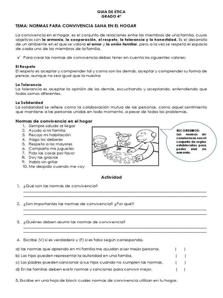 Normas de Convivencia Familiar para 4° | PDF | Tolerancia