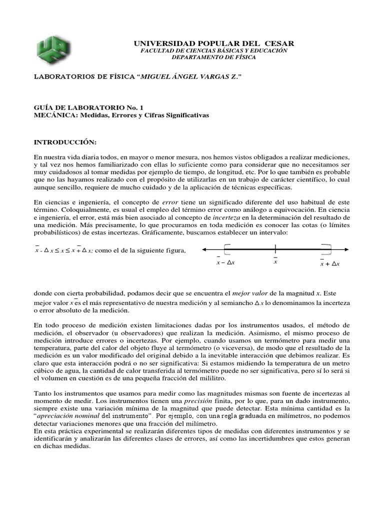 Guia 1 Medidas, Errores, Cifras Significativas | PDF | Incertidumbre ...
