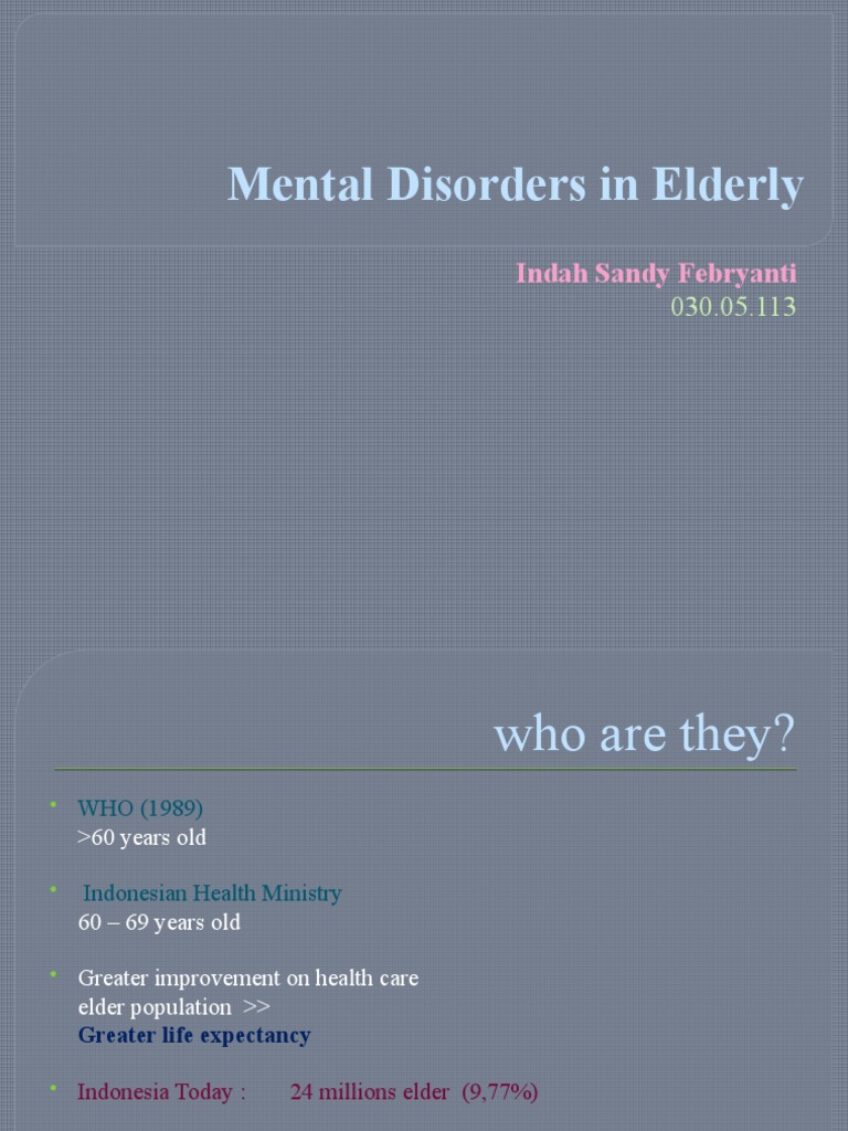 Mental Disorders in the Elderly Population | PDF | Mental Disorder ...