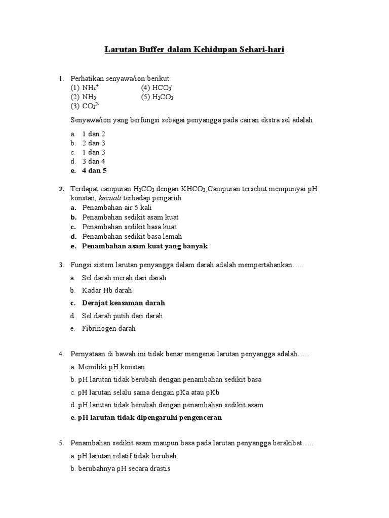 Larutan Buffer Dalam Kehidupan Sehari