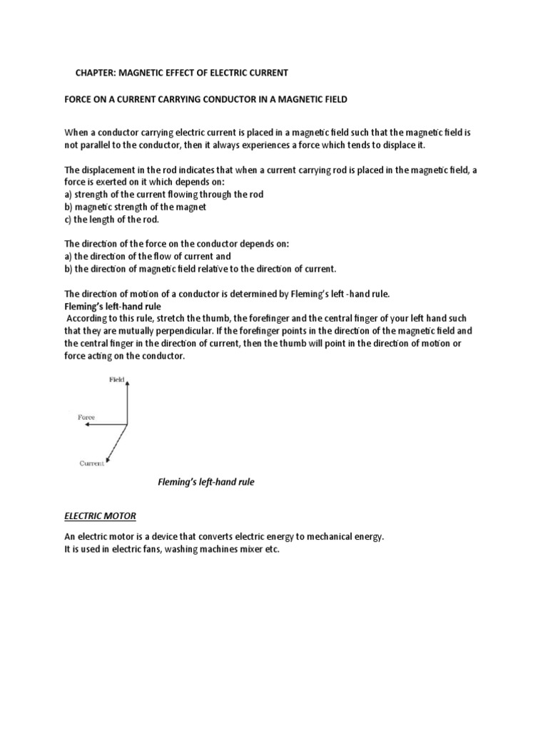 Magnetic Effect of Electric Current | PDF | Electromagnetic Induction ...