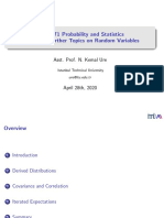 MAT 271 Probability and Statistics Lecture 5: Further Topics On Random Variables