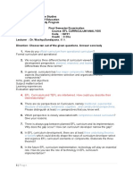 EFL Curriculum Analysis Final Exam