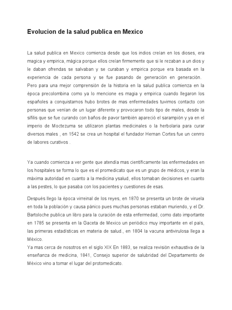 Evolucion de La Salud Publica en Mexico | PDF | Medicina CLINICA ...