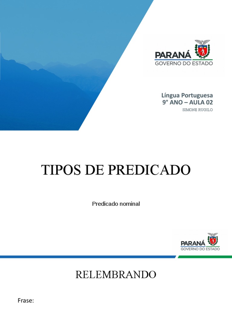 Tipos de Predicado na Língua Portuguesa | PDF | Assunto (gramática ...