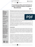 The Prevalence of Neonatal Jaundice and Risk Factors in Healthy Term Neonates at National District Hospital in Bloemfontein