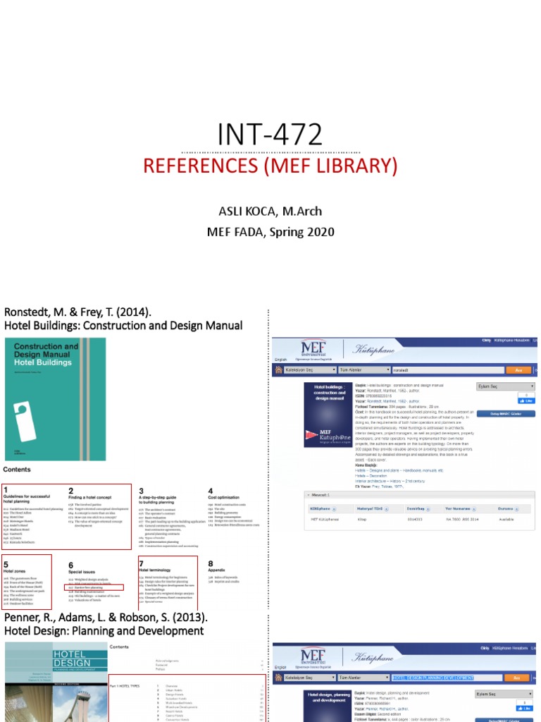 References (Mef Library) : Asli Koca, M.Arch MEF FADA, Spring 2020 | PDF
