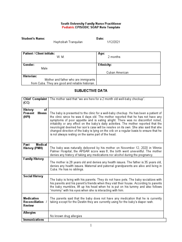 Nsg6435 Soap Note 1 | PDF | Clinical Medicine | Medical Specialties