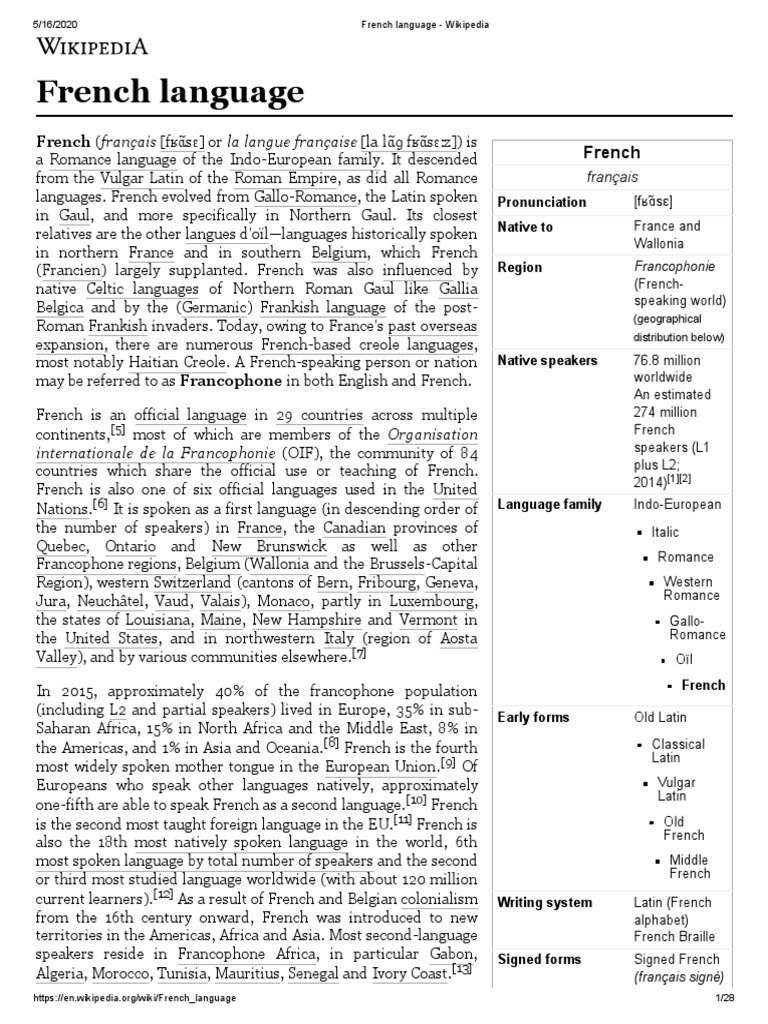 French Language | PDF | French Language | Provinces And Territories Of ...