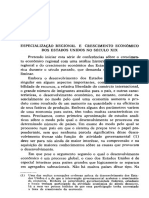 Especialização Regional e Crescimento Econômico Dos Estados Unidos No Século XIX - North