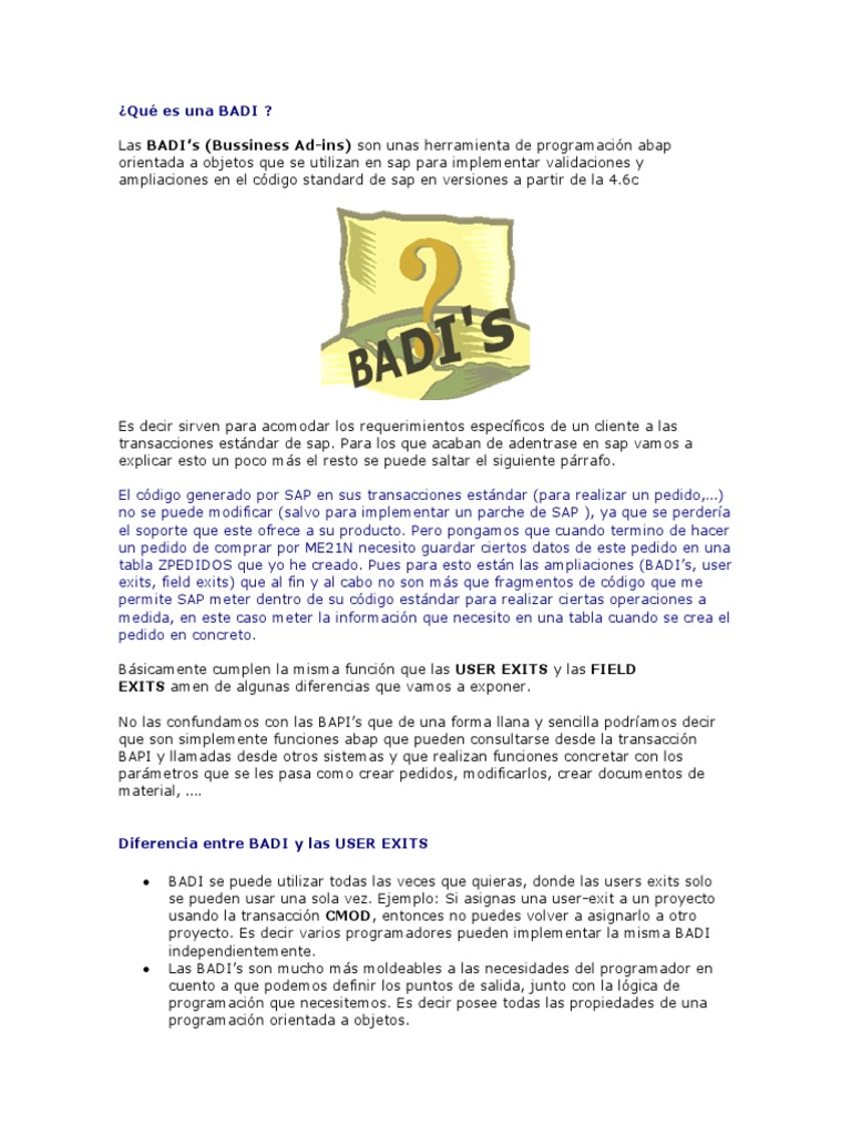Introducción a BADI en SAP | PDF | Ciencias de la Computación | Software