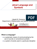 Mathematical Language and Symbols: Libeeth B. Guevarra Department of Mathematics and Natural Sciences