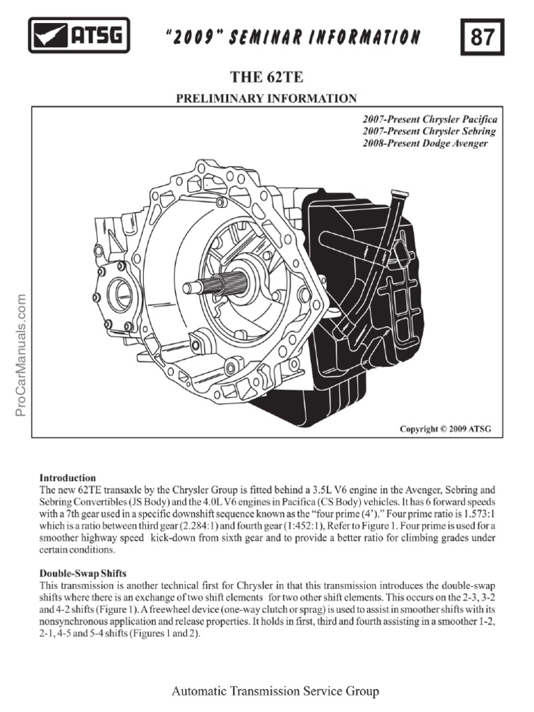 Chrysler 62te Techtran Transmission Rebuild Manual Atsg Automatic
