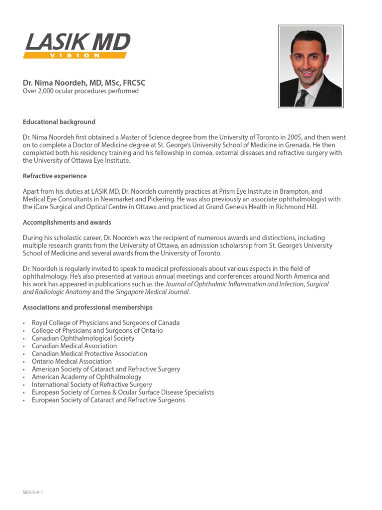 Dr. Nima Noordeh, MD, MSC, FRCSC: Educational Background | PDF