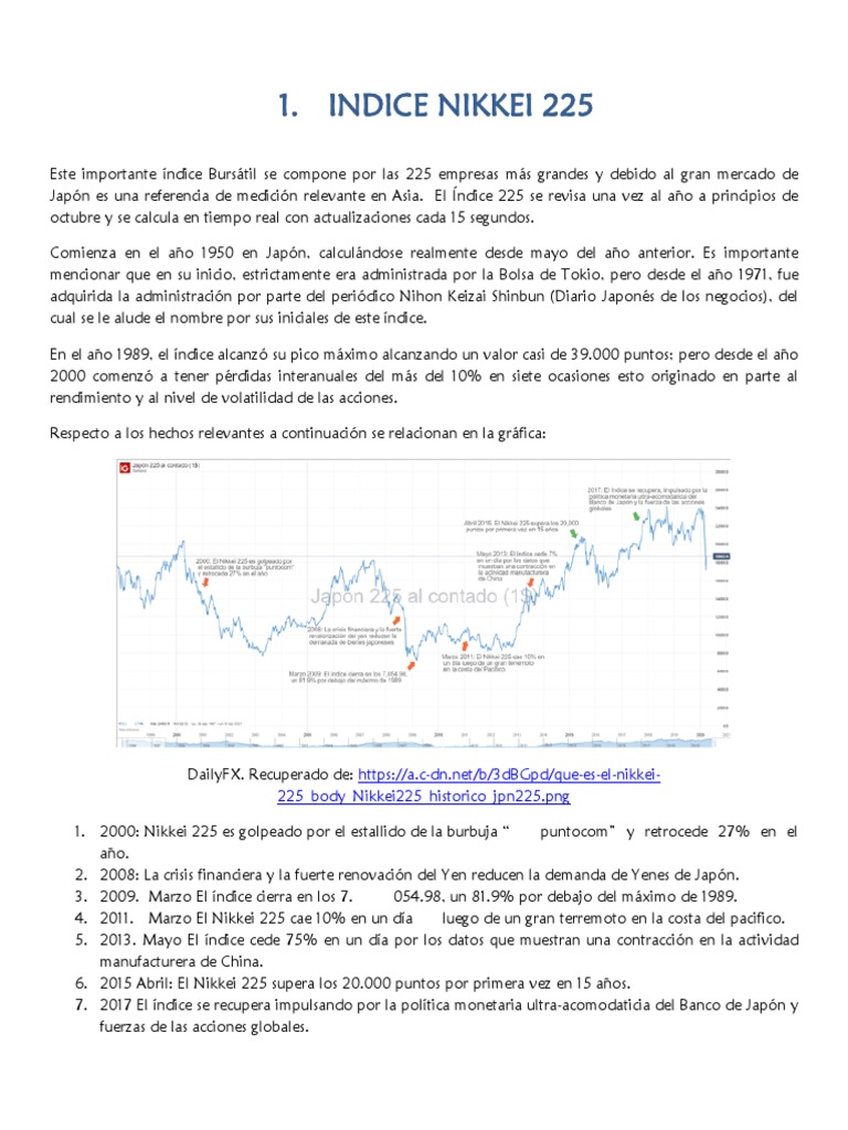 Evolución del Índice Nikkei 225 | PDF | Capitalización de mercado | Bolsa