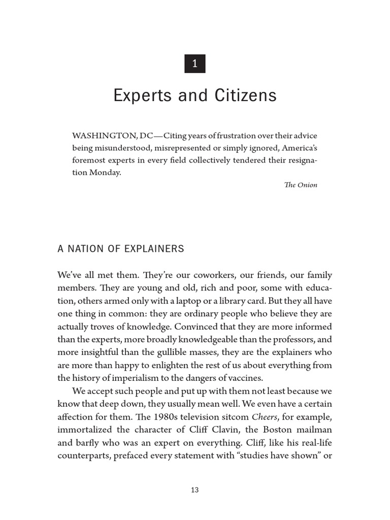 Capitulo 1 y 2 de The Death of Expertise PDF Expert Milk