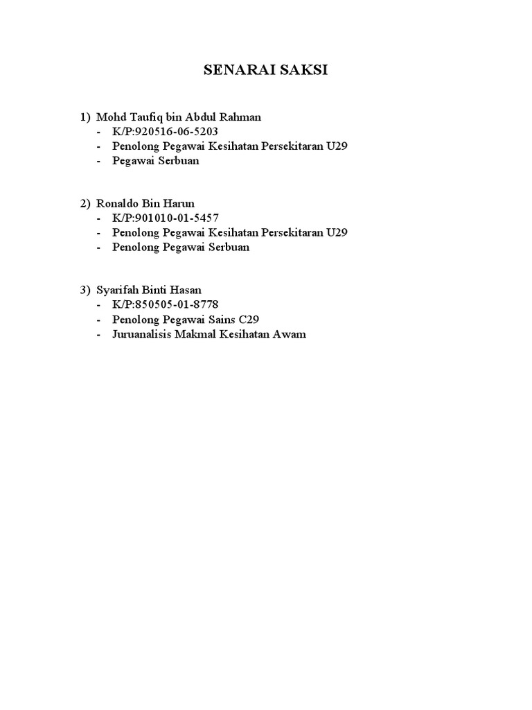 30) Senarai Saksi  PDF