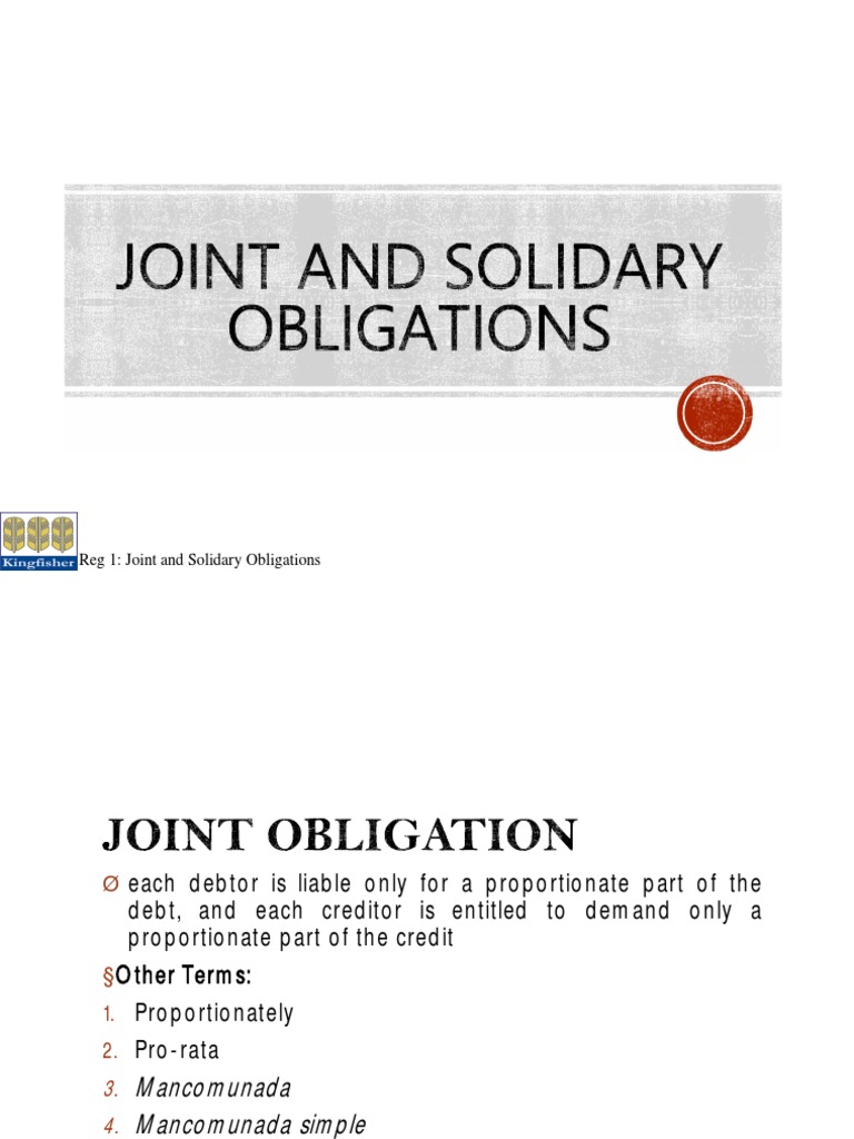 Joint vs Solidary Obligations Explained | PDF | Debtor | Civil Law ...
