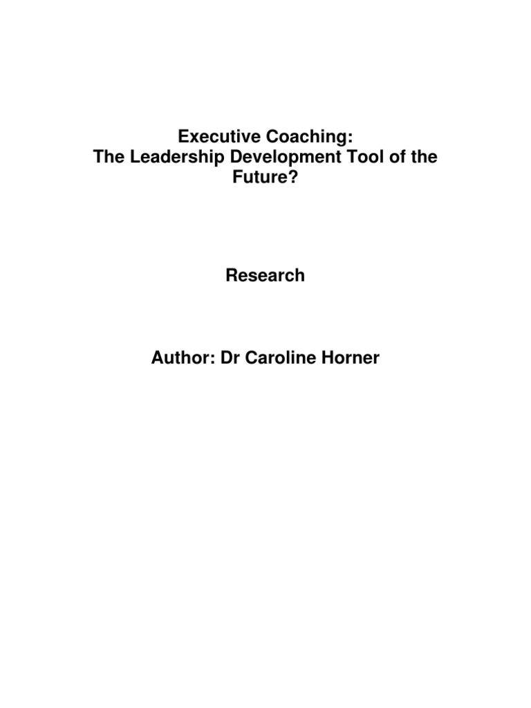 Executive Coaching Pdf Leadership Psychotherapy