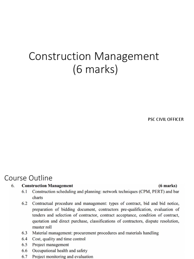 Construction Management Class 1,2,3 | PDF | Business