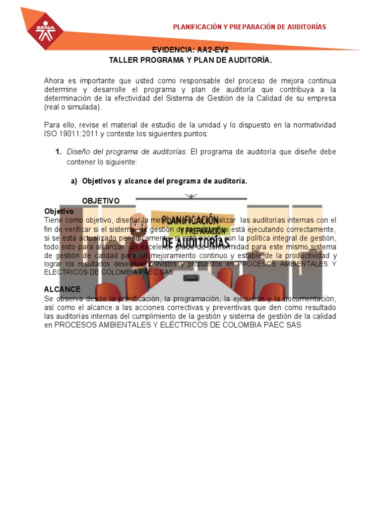 Formato Evidencia AA2 Ev2 Taller Programa y Plan de Auditoria | PDF ...