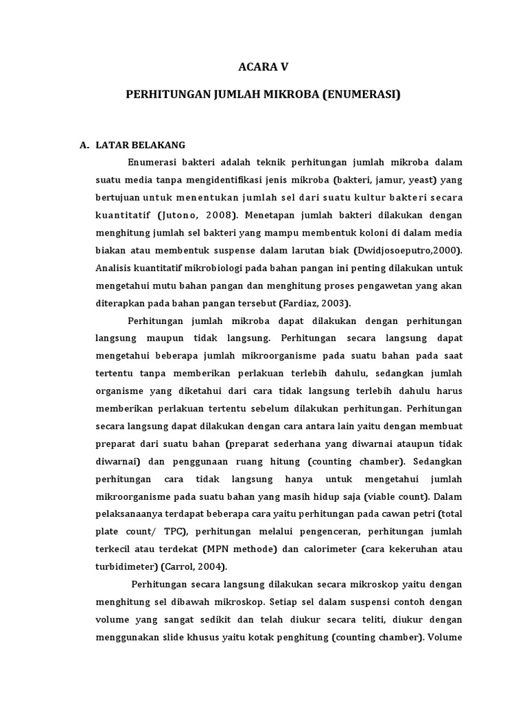 Teknik Enumerasi Mikroba dalam Praktikum | PDF