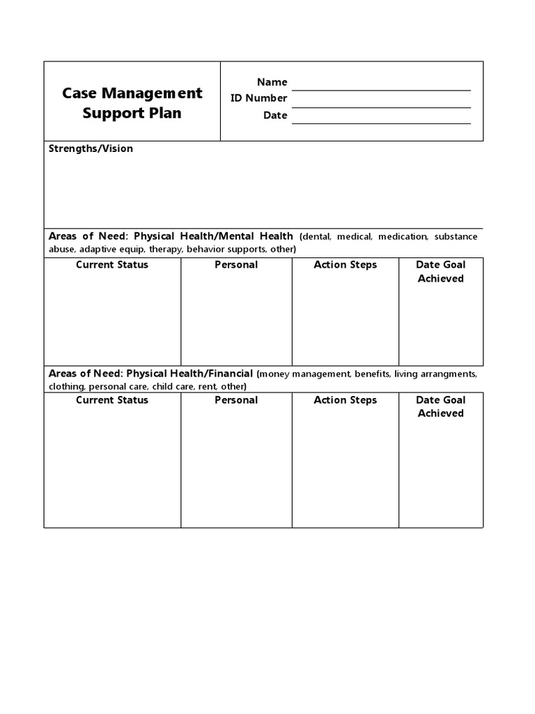Case Management Support Plan Template | PDF