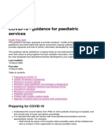 COVID 19 - Guidance For Paediatric Services