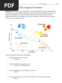 HR Diagram Worksheet Fin