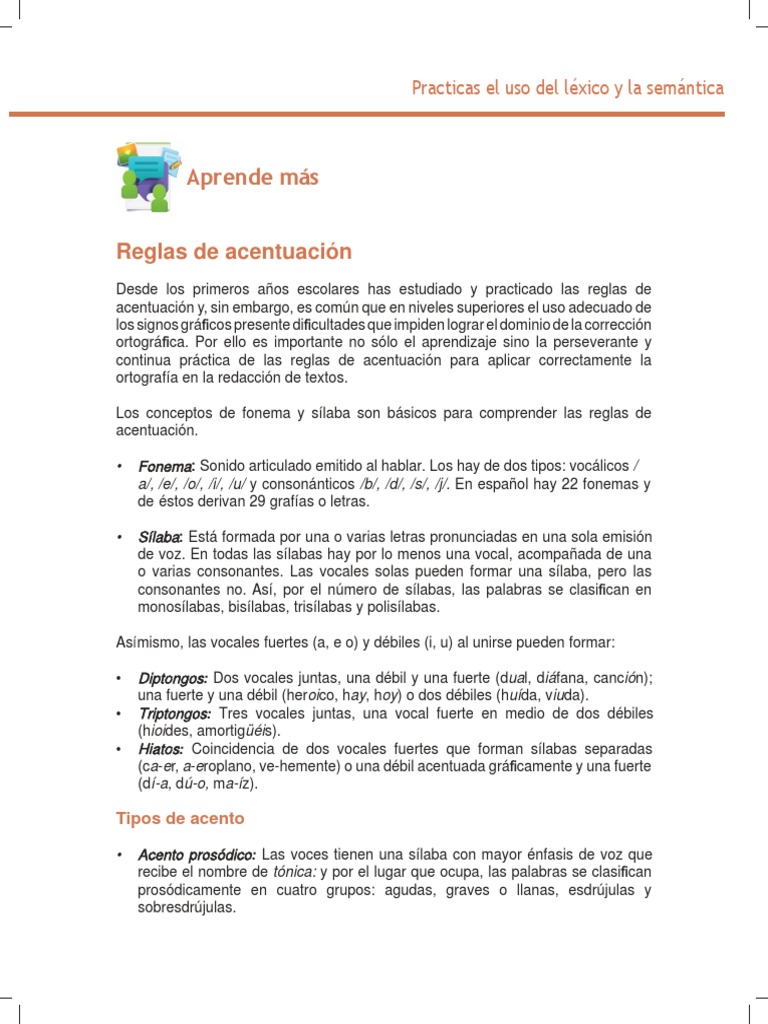 Reglas de acentuación en español | PDF | Estrés (lingüística) | Voz humana
