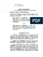 Deed of Assignment of Shares