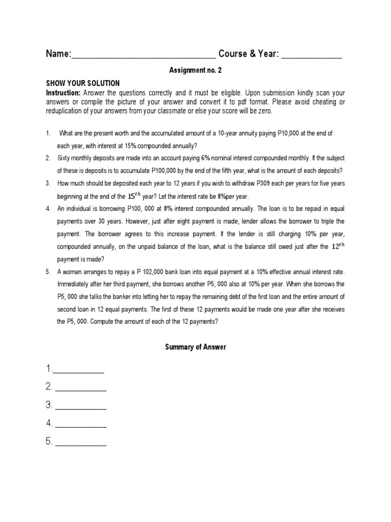 Assignment No. 2 | PDF | Finance & Money Management