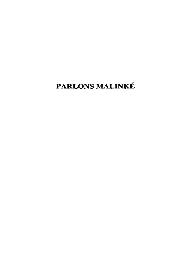 Introduction à la langue malinké | PDF | Guinée | Linguistique