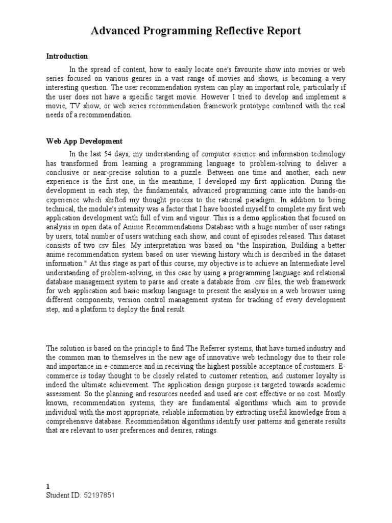 CS551P Reflective Report Template 2021 | PDF | Databases | World Wide Web