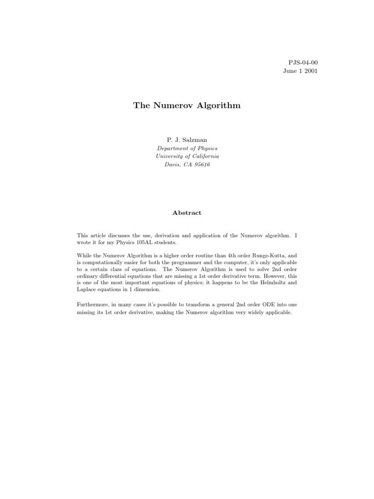 Numerov | PDF | Ordinary Differential Equation | Equations