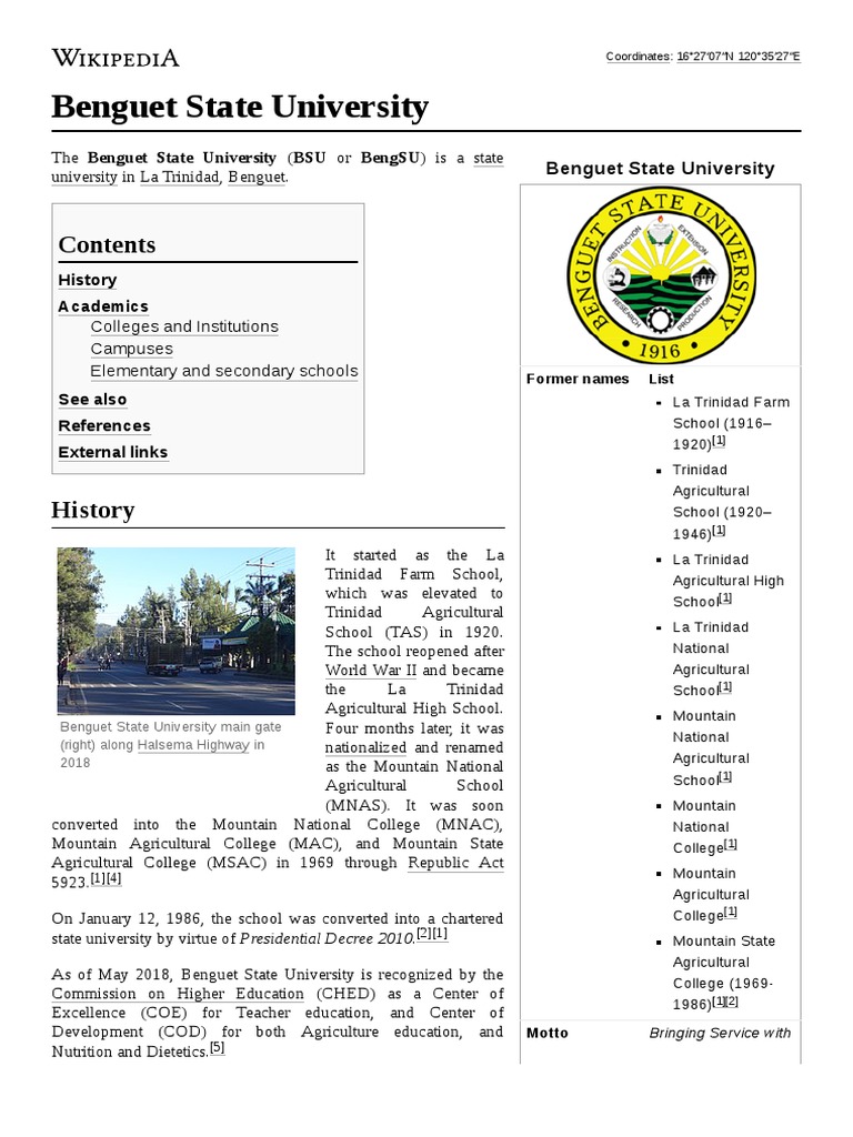 Benguet State University | PDF | Schools | Further Education