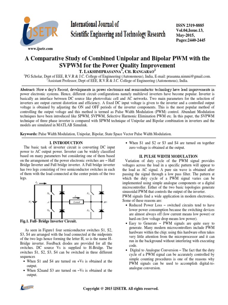 A Comparative Study of Combined Unipolar and Bipolar PWM With The SVPWM ...