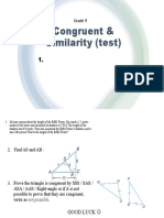 Congruent & Similarity (Test) : Grade 9