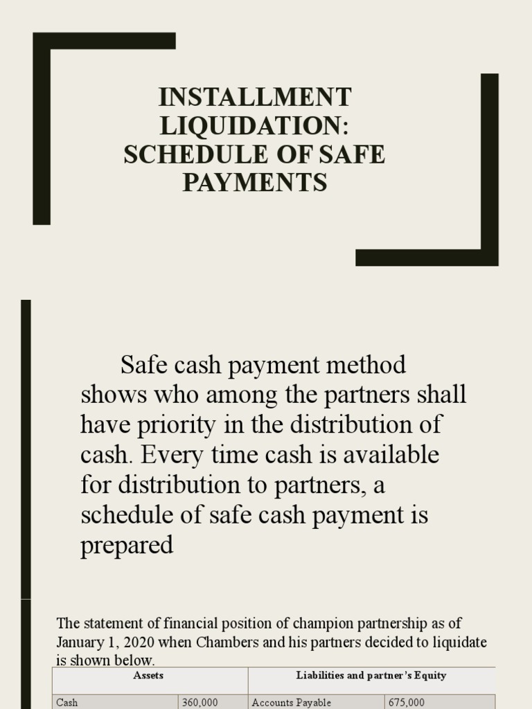 Installment Liquidation Schedule of Safe Payments PDF Equity