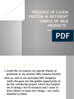 Presentation of Casein Protein in Different Sample of Milk Products