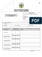 Health Questionaire: Public Service of Namibia