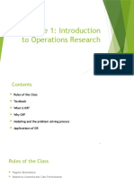 Lecture 1: Introduction To Operations Research