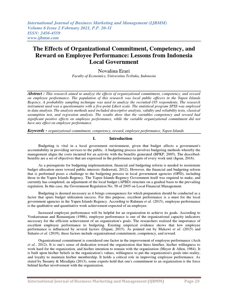 The Effects of Organizational Commitment, Competency, and Reward On ...