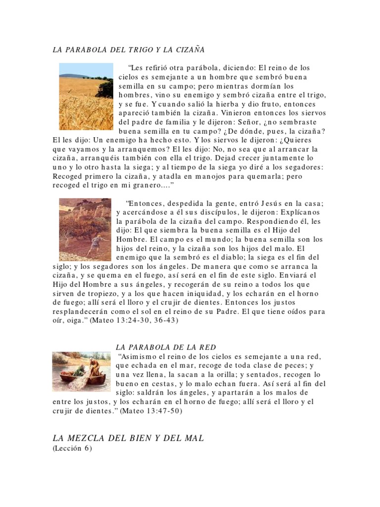 6 - LA PARABOLA DEL TRIGO Y LA CIZAnA | PDF | Parábolas de Jesús | Diablo