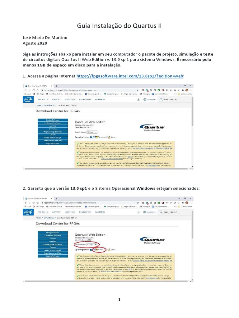 Instalação do Quartus II no Windows | PDF | Jogos e Atividades ...