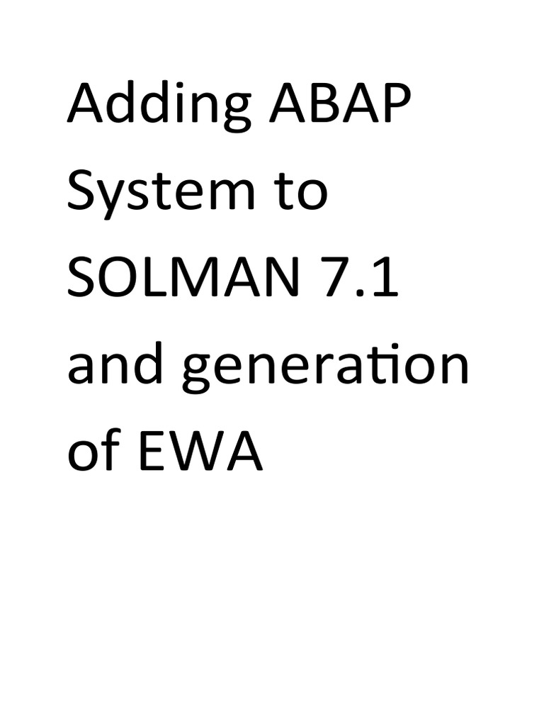 Adding ABAP System To SOLMAN 7.1 | PDF | Information Technology ...